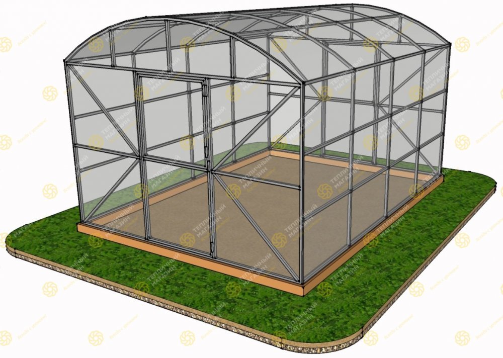 Теплица ДВ Вагон Люкс 3х8м/ш0,65/25*25