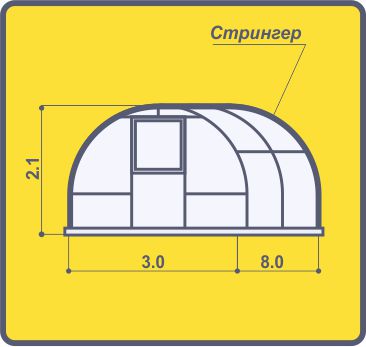 Теплица ДВ Крепкая (3х8 метра)