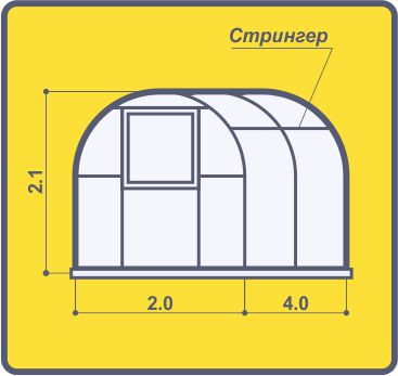 Каркас теплицы ДВ Крепкая (2x4 метра)