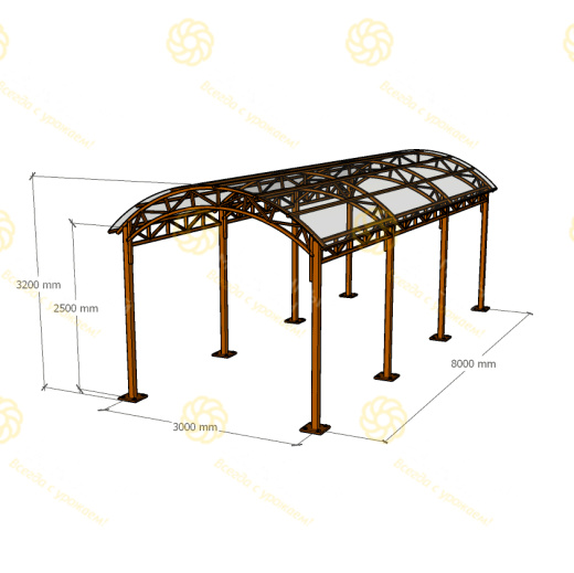 Навес 3х8 метра